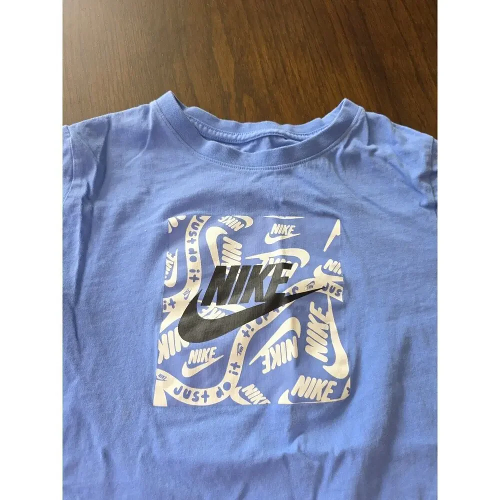 Nike‎ Kids T-Shirt Blue Graphic Logo Large